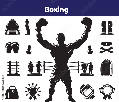Boxing line icon Vector illustration in modern thin line style of fitness related icons: gym, sports equipment
