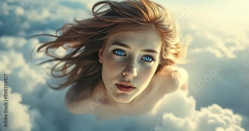 Flying above the clouds. Lucid dreams.