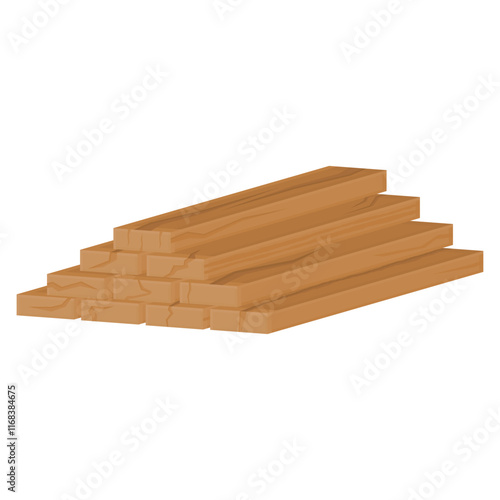 Brown Wooden Lumber Pile Vector. Log Pile. Wood Industry. Icon Lumber.