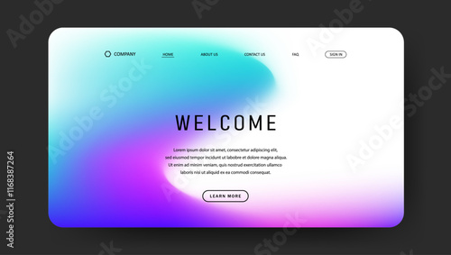 Abstract wave futuristic design of landing page. trendy gradient mesh website design	

