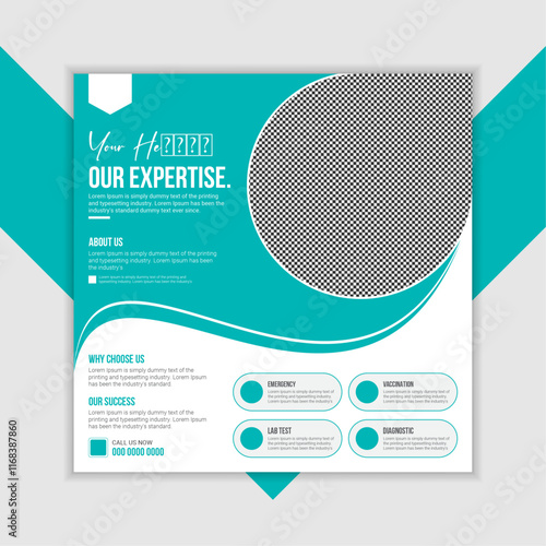 Professional medical healthcare service social media post template design.