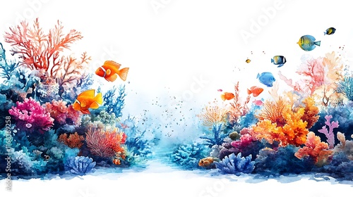 Underwater coral reef scene ocean depths digital art vibrant colors photo