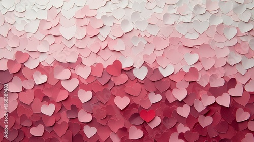 Cascading Multilayered Color Paper Hearts in Ombre Effect - Crafty Valentine's Artwork