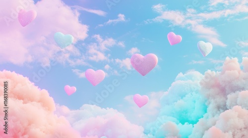 Sweet Cotton Candy Dreams - Pastel 3D Hearts in Cinematic Aesthetic | Ultra-Detailed Valentine Artwork Concept