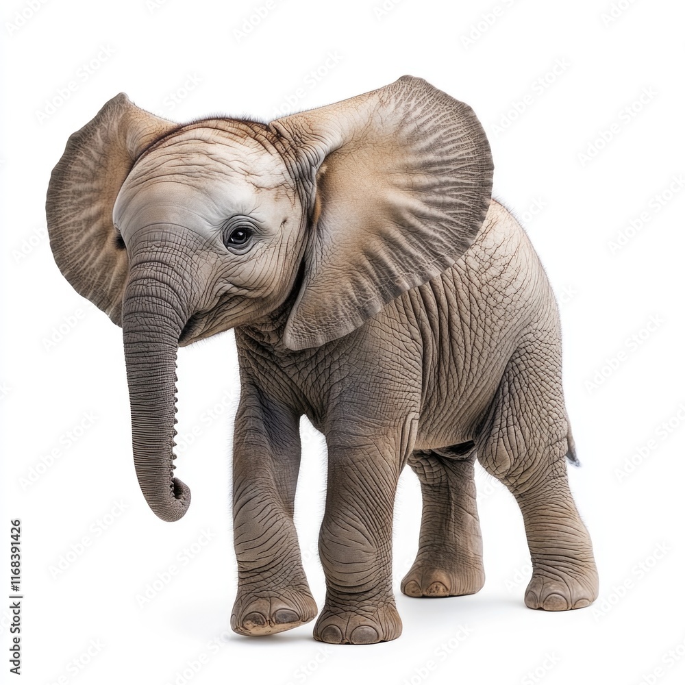 Fototapeta premium Baby Elephant on White Surface