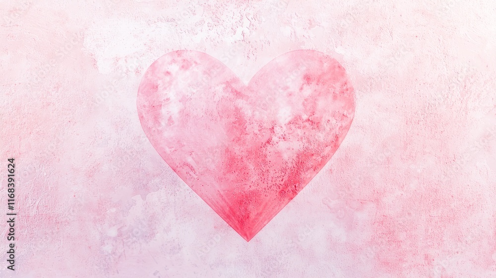 Fototapeta premium Ethereal Gradient Heart: Cinematic Valentine's Day Artwork on Watercolor Texture Background