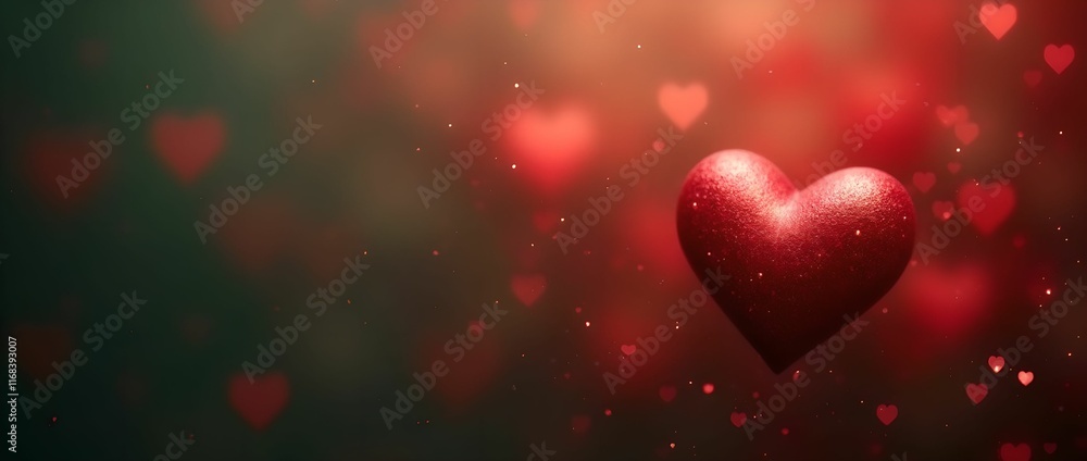 Heart in red tones on bright green bokeh background symbolizing love valentines day weddings Heart in red tones on bright green bokeh background symbolizing love valentines day weddings