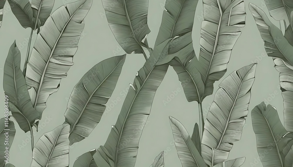 Fototapeta Elegant Gray Scale Banana Leaf Pattern Design