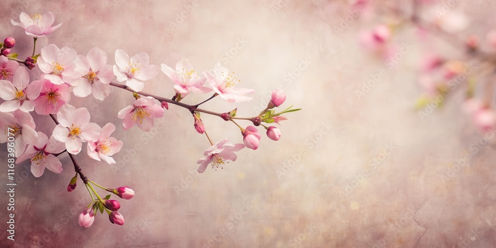 delicate cherry blossoms in soft pink hue on a textured paper background delicate cherry blossoms in soft pink hue on a textured paper background