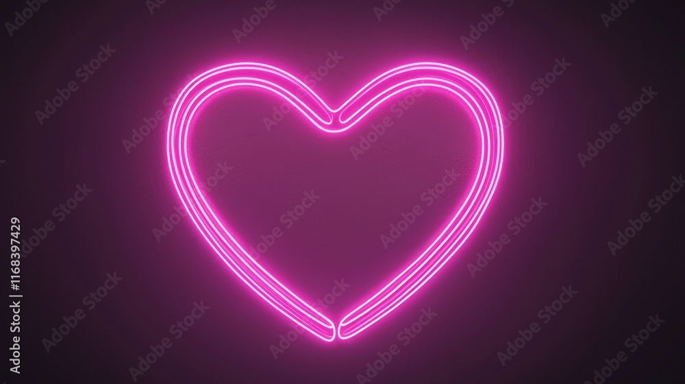 Neon Glowing Lips Forming Heart Outline on Black Background - Cinematic Valentine Artwork Concept Neon Glowing Lips Forming Heart Outline on Black Background - Cinematic Valentine Artwork Concept
