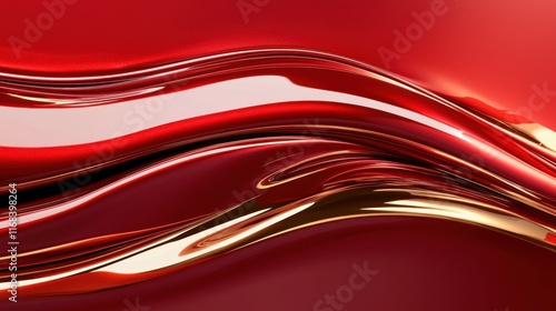 A captivating abstract design featuring flowing red and gold waves, perfect for backgrounds and creative projects.