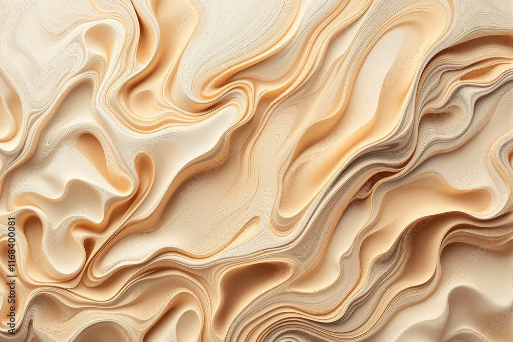 Abstract wavy layers in beige tones with organic texture.