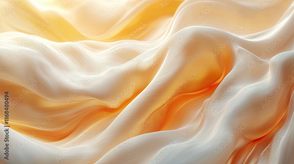 Obraz premium Soft flowing fabric in warm yellow and cream tones creates a calming and inviting atmosphere for textile designs