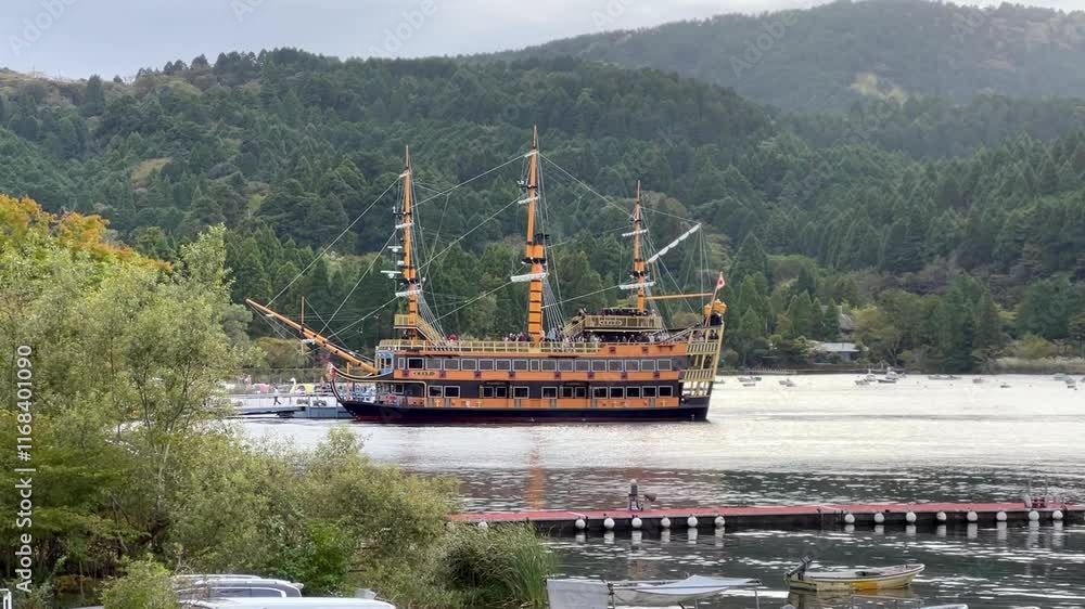 Pirate theme cruise ship at Lake Ashi in Hakone, Japan Pirate theme cruise ship at Lake Ashi in Hakone, Japan
