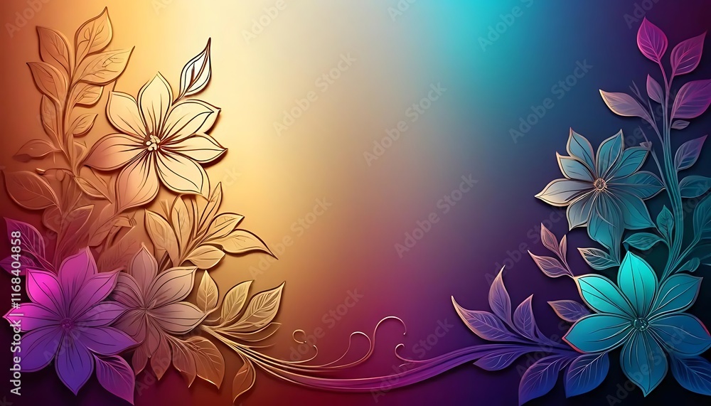 Embossed Floral Design With Vibrant Hues And Intricate Details Embossed Floral Design With Vibrant Hues And Intricate Details