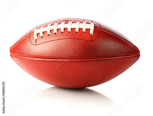 American Football: A Close-Up View of a Classic Red Leather Ball photo