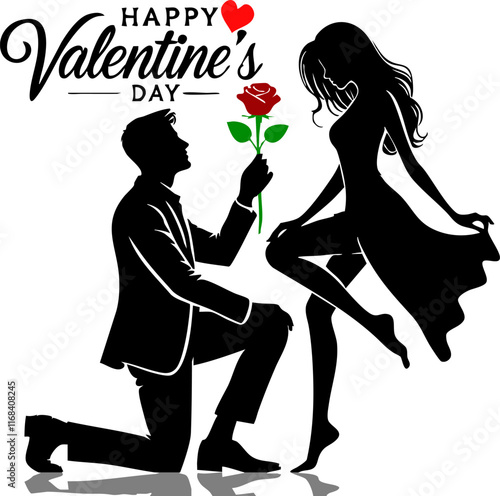 Romantic Couple Silhouette Vector Illustration