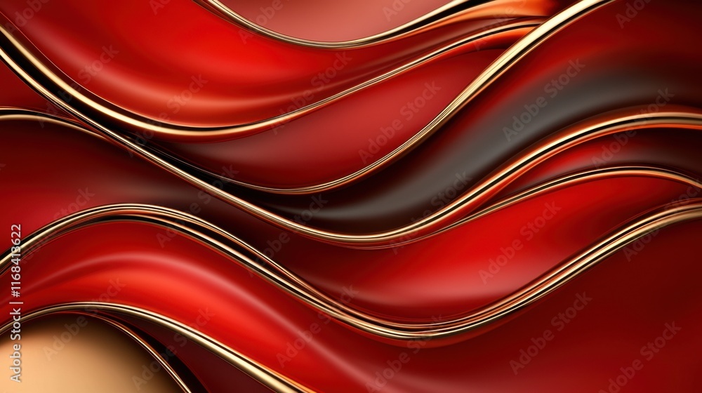 Vibrant red and gold waves create an elegant abstract design, perfect for backgrounds and digital art projects. Vibrant red and gold waves create an elegant abstract design, perfect for backgrounds and digital art projects.