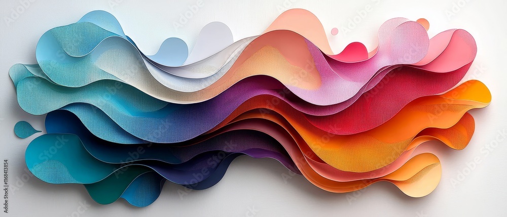 Abstract Colorful Paper Waves Layered Texture Modern Art Wall Decor Design Element Abstract Colorful Paper Waves Layered Texture Modern Art Wall Decor Design Element