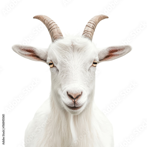 Adult Goat with Horns Isolated on White Background for Educational and Advertising Use on transparent background photo