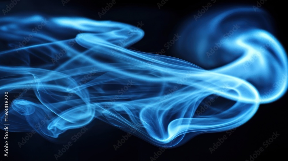Fototapeta premium Abstract Blue Smoke Photography: A Serene Dance of Vapor