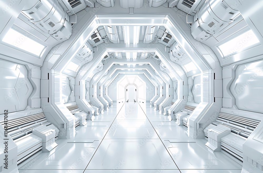 Futuristic white spaceship corridor interior. (1) Futuristic white spaceship corridor interior. (1)