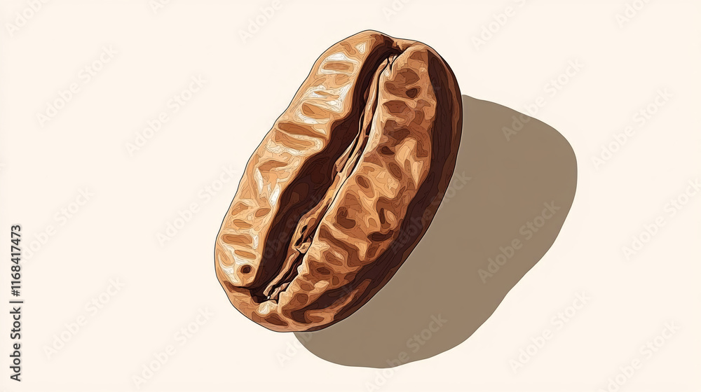 A coffee bean with a textured surface, positioned on a light background, showcasing its rich color and unique shape. A coffee bean with a textured surface, positioned on a light background, showcasing its rich color and unique shape.