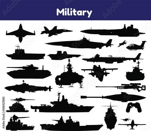 Simple Set of Military Vector Solid Icons.