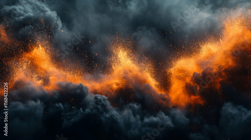 Wallpaper Mural Swirling ash particles above a vibrant volcanic landscape during an eruption. Generative AI Torontodigital.ca