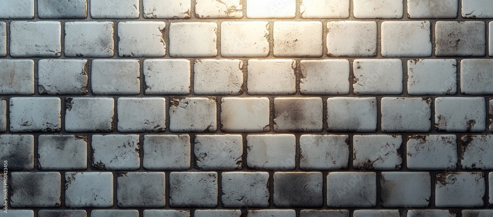 Obraz premium Grunge white brick wall texture background with light.
