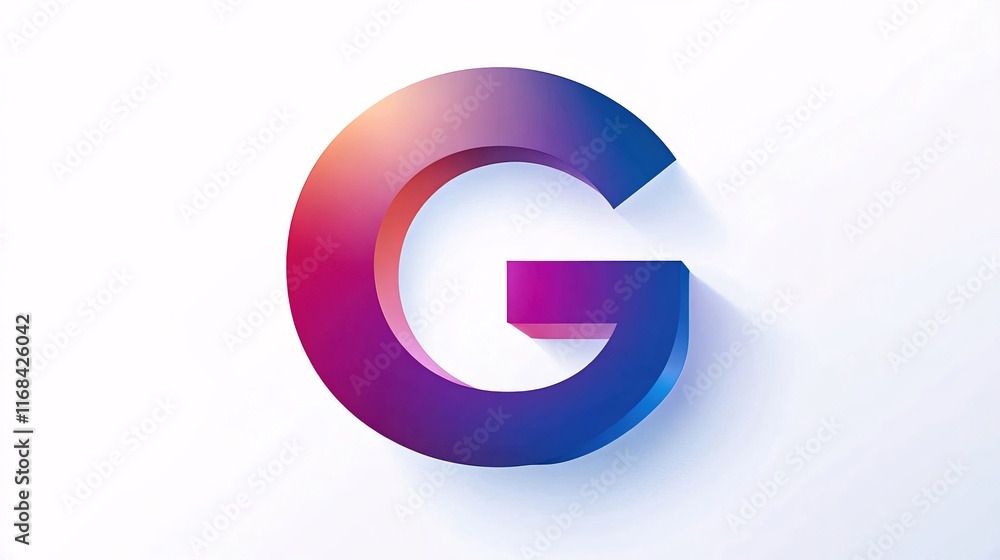 Colorful 3D letter G with shadow. Colorful 3D letter G with shadow.