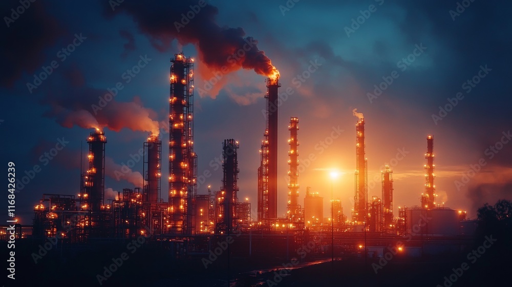 Fototapeta premium Oil and gas price charts rising. Petrochemical industry concept for trading and production growth. 