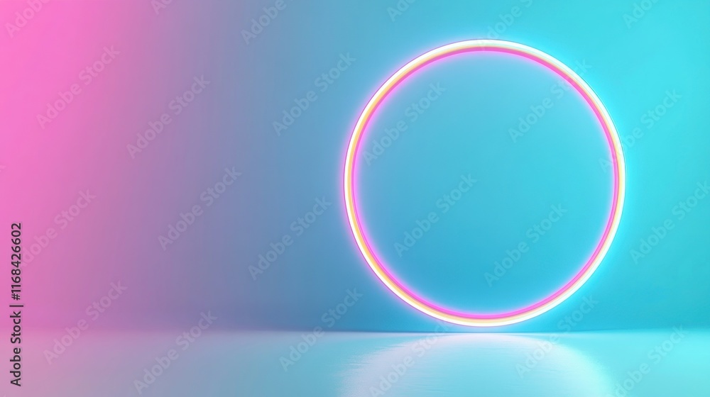 Fototapeta premium A glowing neon circle against a gradient background.