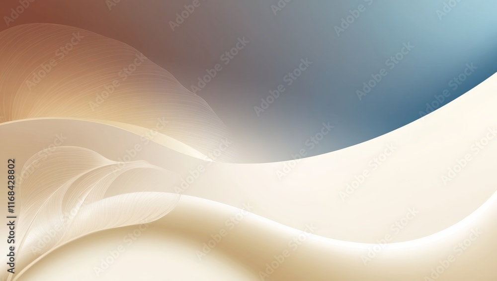 Fototapeta premium 3-D, Symbolic abstract blue background with waves, blur background for wallpaper