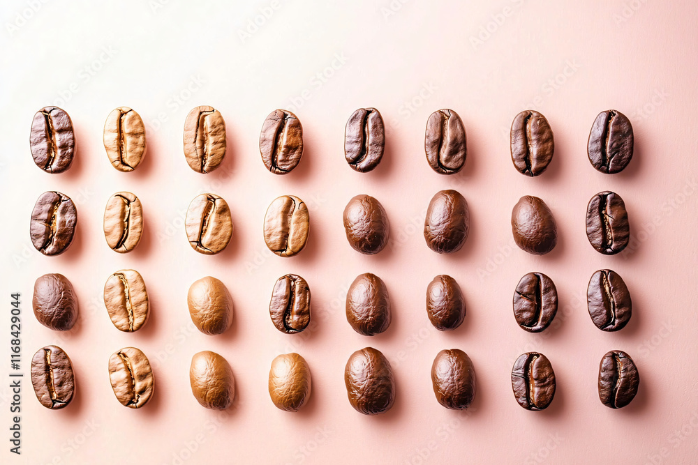 espresso beans creating natural gradient, flat lay espresso beans creating natural gradient, flat lay