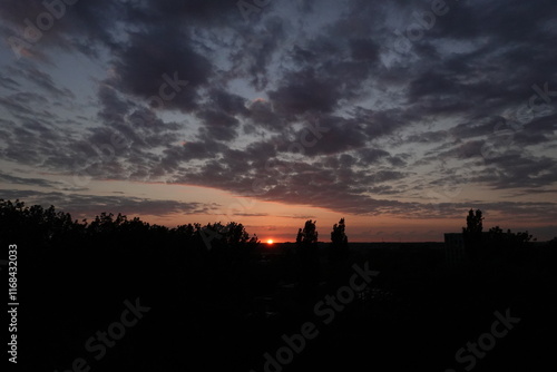 Rose sunset and colorful clouds