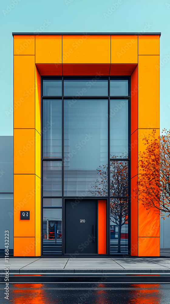 Modern Orange Building Design, Cityscape Modern Orange Building Design, Cityscape
