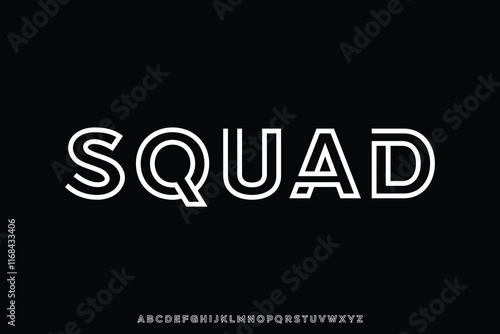 Modern abstract unique outline alphabet display font vector illustration