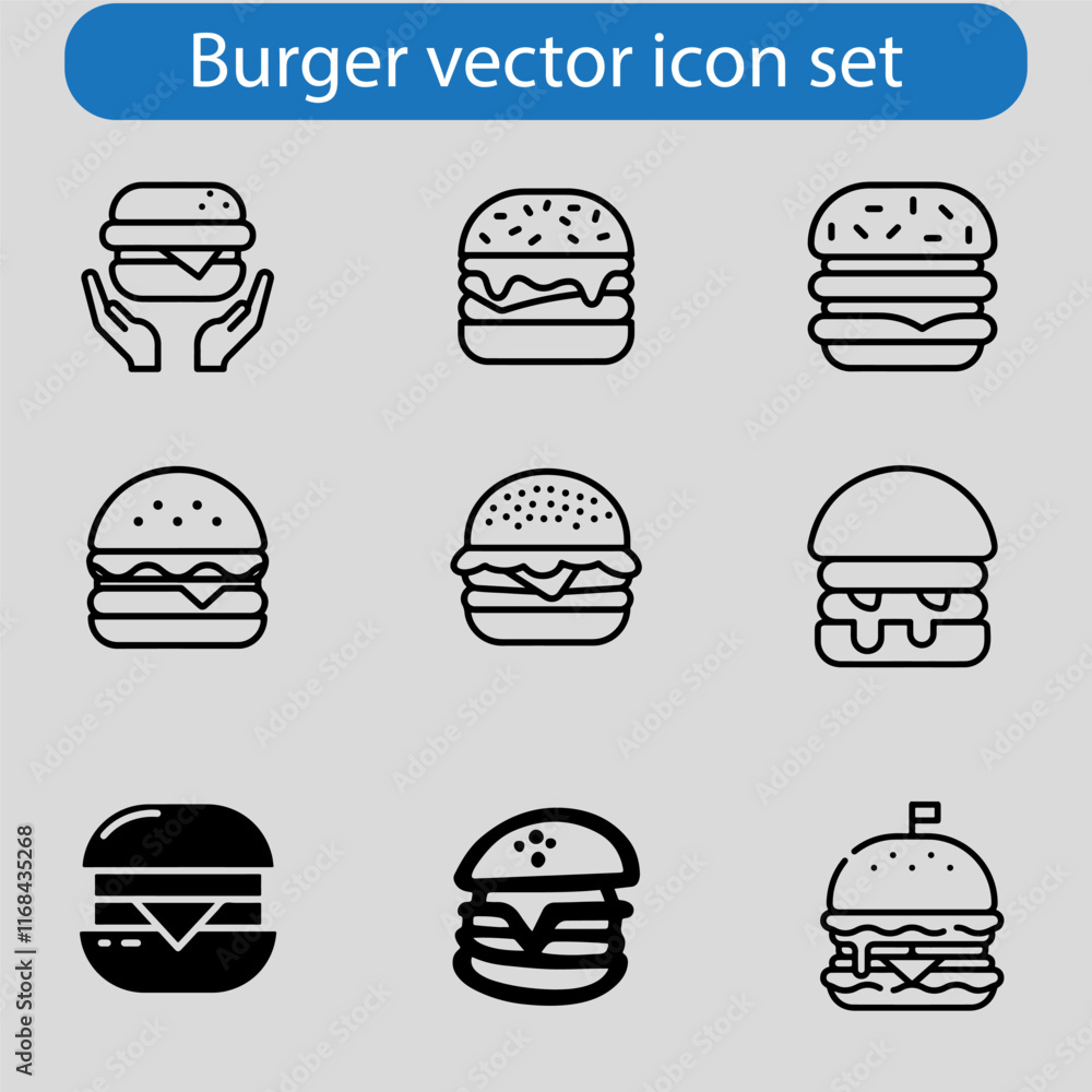 Burger icon vector art illustration of fast food set for UI and UX, website or mobile app design.
Burger icon vector art illustration of fast food set for UI and UX, website or mobile app design.