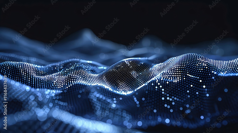 Abstract blue digital wave particles. Abstract blue digital wave particles.