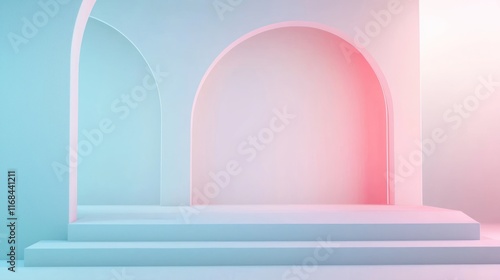 Pastel Archways and Steps Minimalist Display