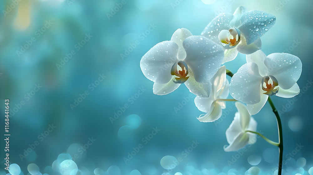 White Orchids Bloom Beautifully in Teal White Orchids Bloom Beautifully in Teal