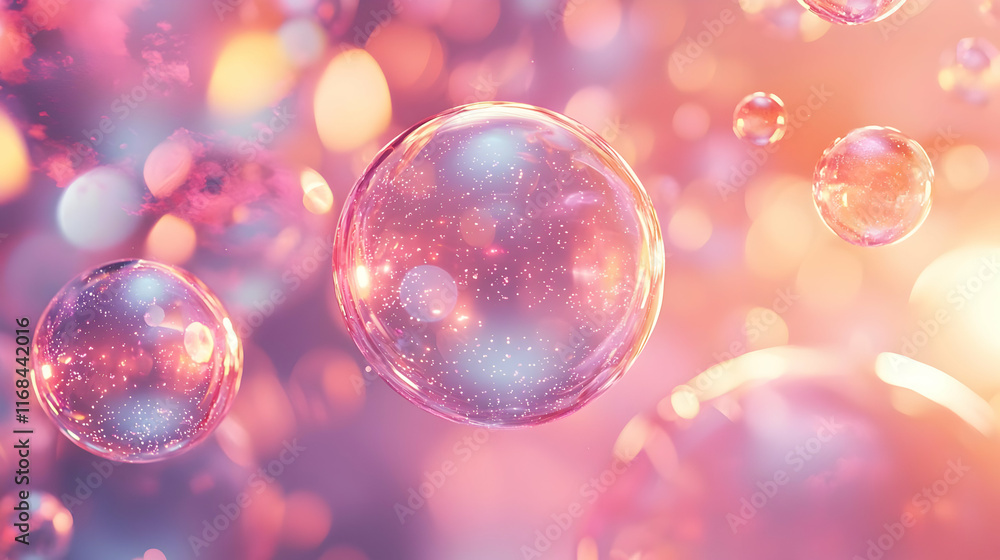 Glowing Bubbles Float Gently in Pink Glowing Bubbles Float Gently in Pink