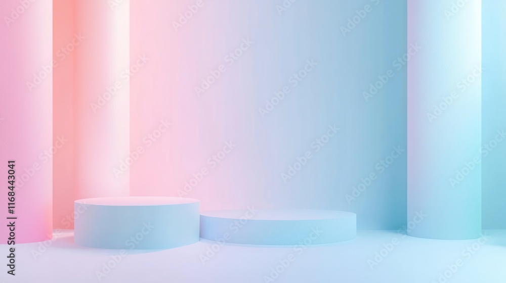 Pastel Cylinders Form Minimalist Display Background Pastel Cylinders Form Minimalist Display Background