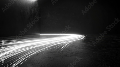 Chalkboard abstract background idea. Long exposure of light trails in a dark tunnel, creating dynamic motion and contrast.