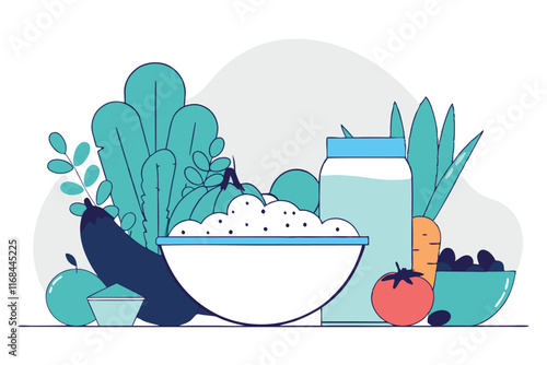 Healthy Food illustration vector on white background

