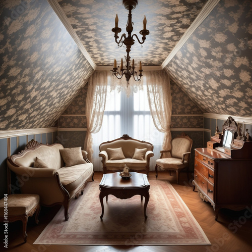 interior of the house, attic floor, Victorian style photo