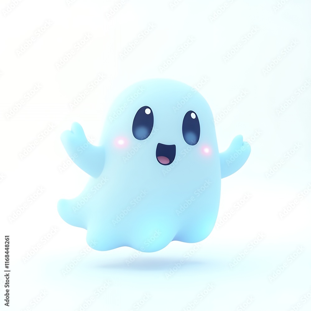 Adorable 3D Render of a Cute Ghost: A Whimsical Halloween Character Adorable 3D Render of a Cute Ghost: A Whimsical Halloween Character