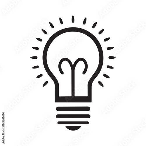 light bulb icon. Simple black line art lightbulb icon for inspiration