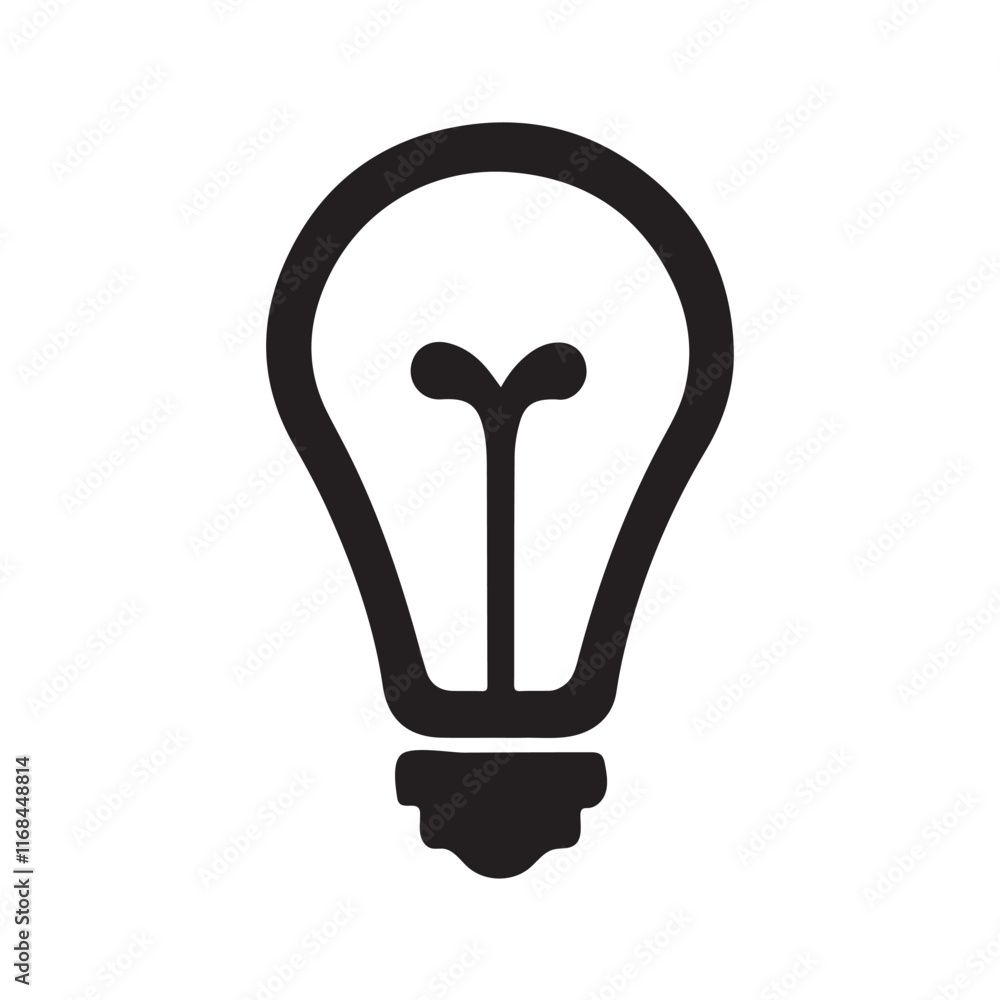 light bulb icon on white. Simple Black Line Drawing of an Idea Lightbulb light bulb icon on white. Simple Black Line Drawing of an Idea Lightbulb